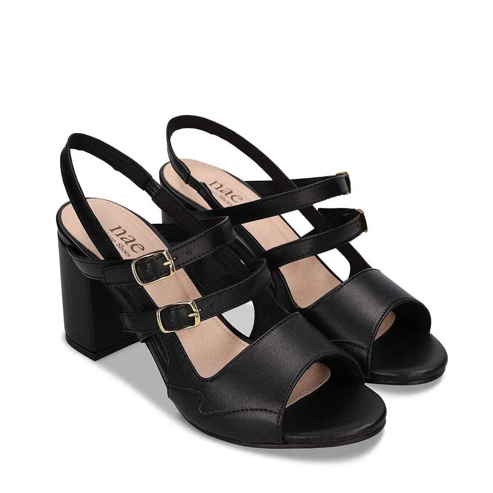 Roma Women's Vegan Apple Leather Heeled Sandals | Black