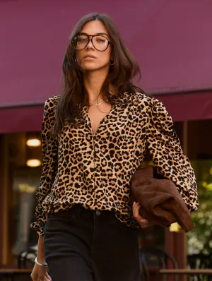 Sabrina Printed?Blouse | Cognac Leopard