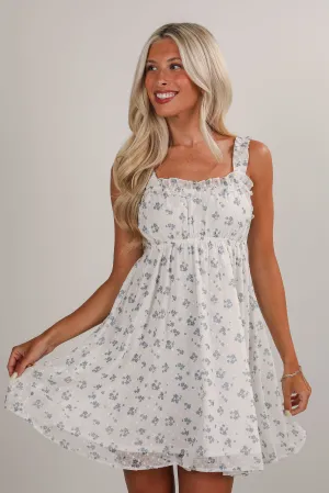 Seriously Sensational White Floral Mini Dress