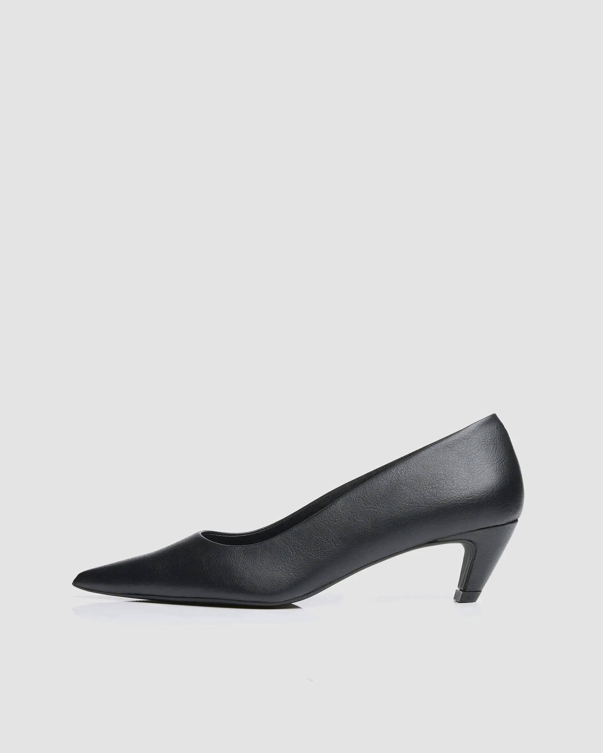 Siren Women's Vegan Grape Leather Kitten Heels | Black