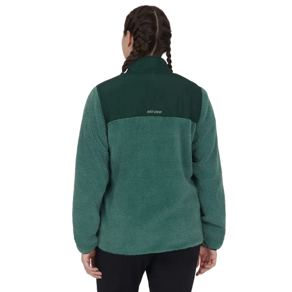 Ski-Doo Pullover Fleece 1/4 Snap Sweater Teal Green