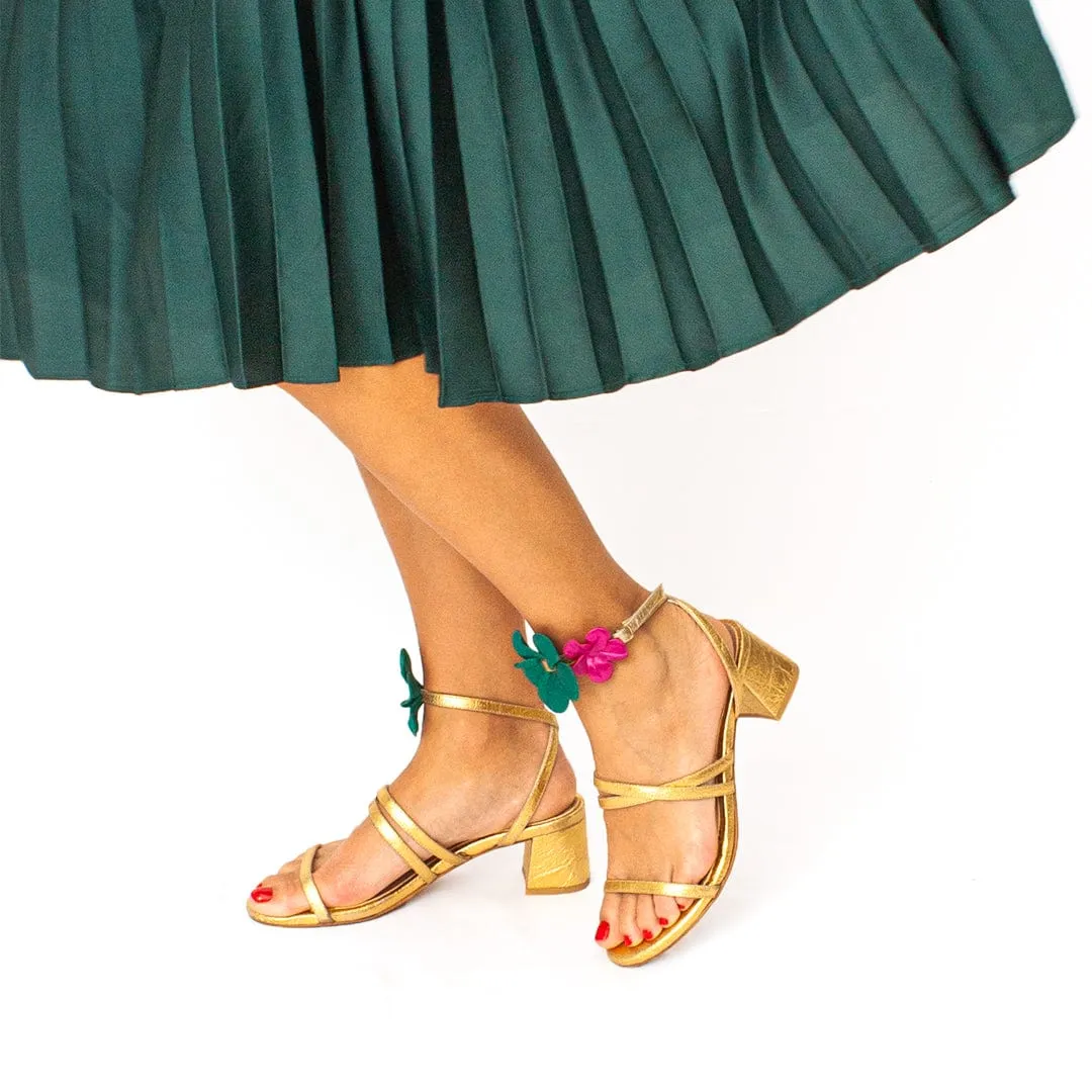 Sof??a Pinatex? Vegan Leather Heeled Sandals | Gold