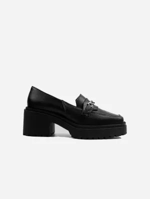 Squared Women's Chunky Grape Leather Vegan Loafers | Black