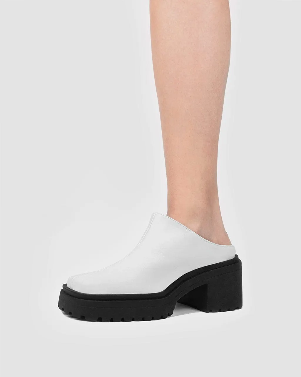 Squared Women's Vegea Grape Leather Mules | White