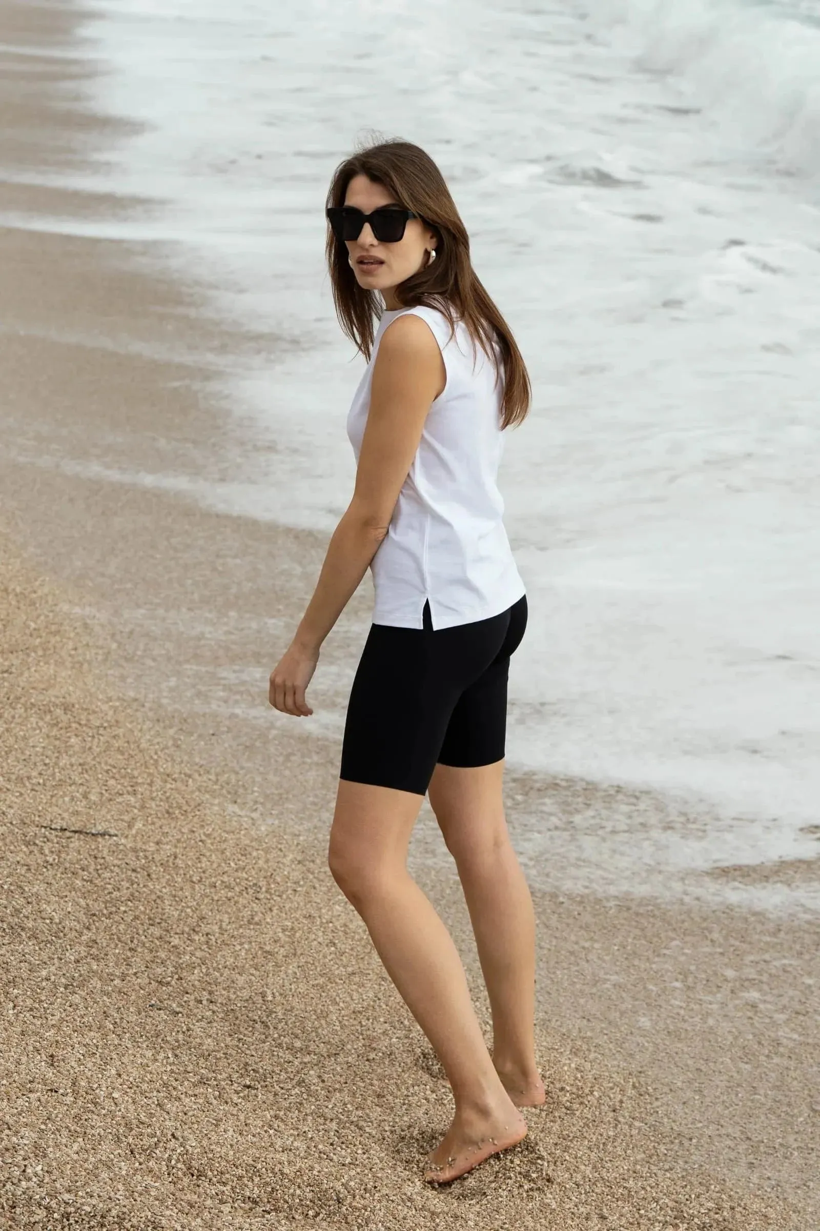 Supima Cotton High Neck Tank Top | White
