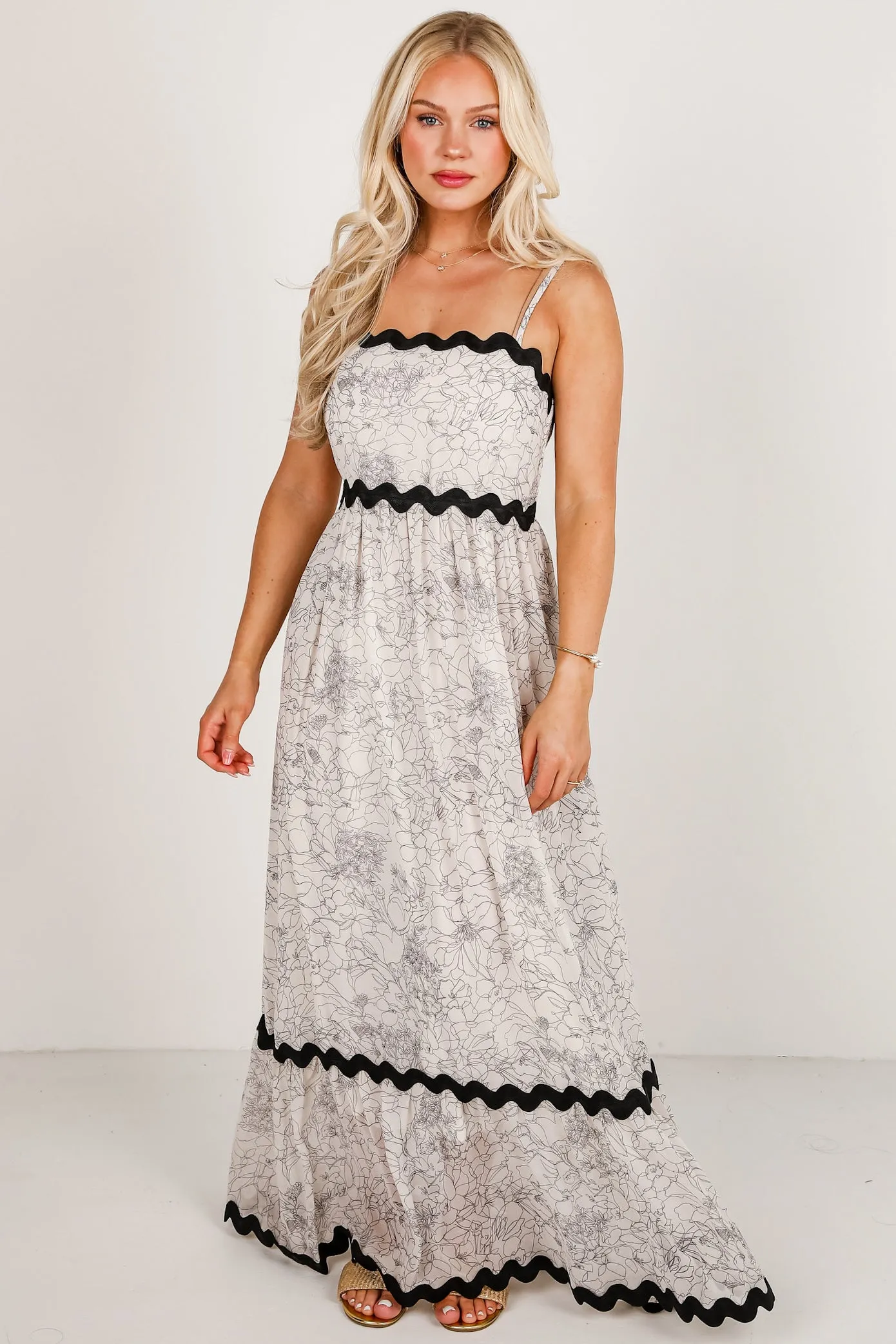 Talk It Through Ivory Floral Tiered Maxi Dress