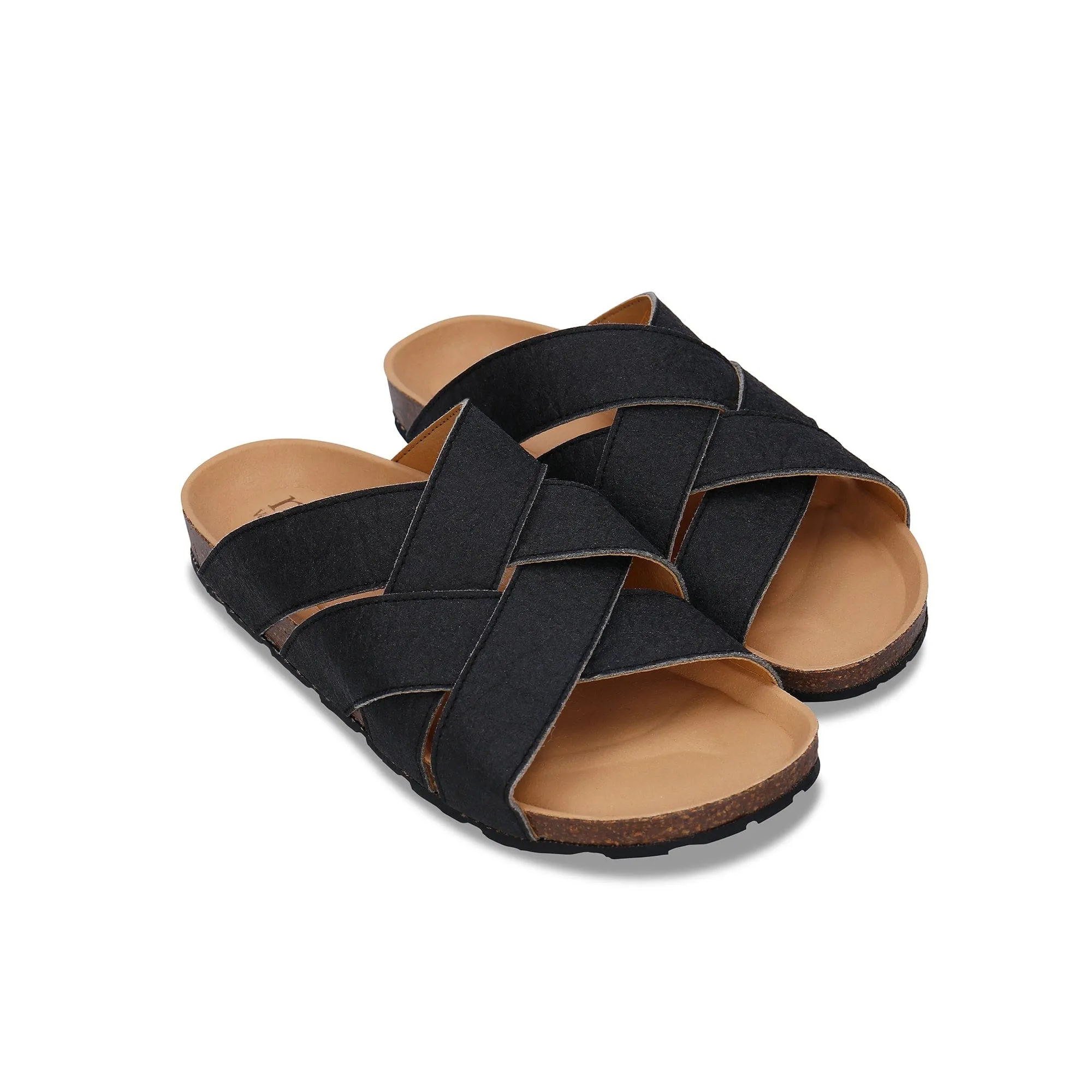 Tanna Unisex Pi?atex Vegan Leather Sandals | Black
