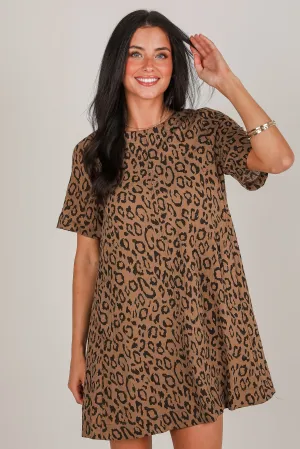 Trending Adoration Mocha Leopard Mini Dress