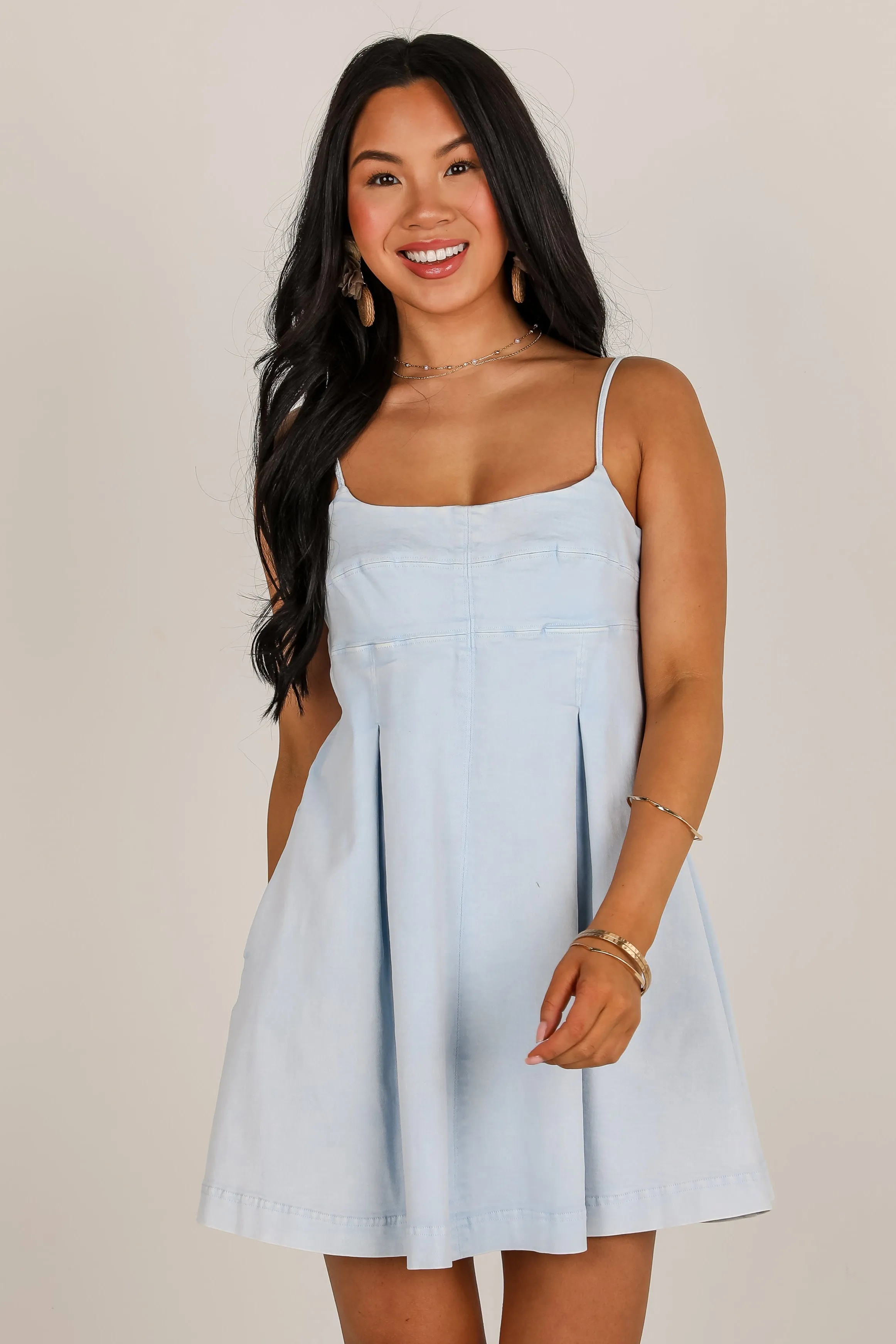 Truly Marvelous Chambray Denim Mini Dress