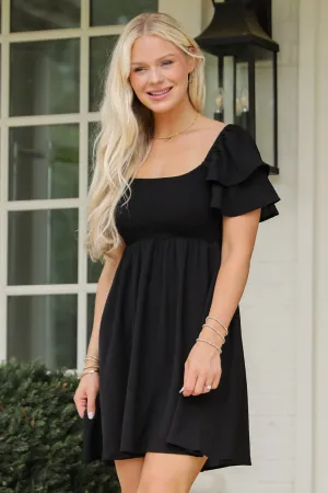 What's The Occasion Black Smocked Mini Dress - DU DEAL