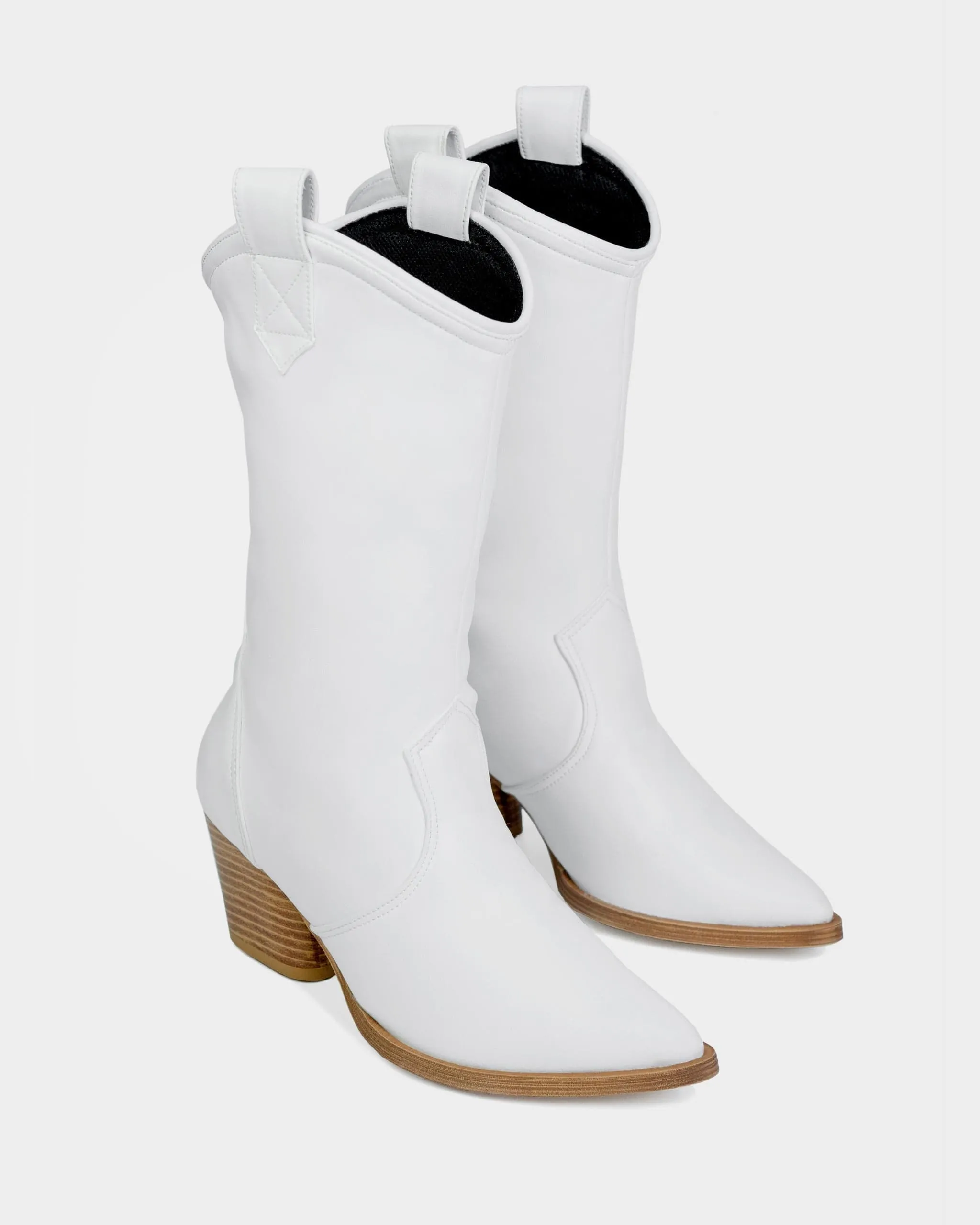 Women's Desserto? Cactus Leather Vegan Heeled Cowboy Boots | White Nopal