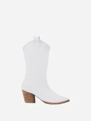 Women's Desserto? Cactus Leather Vegan Heeled Cowboy Boots | White Nopal