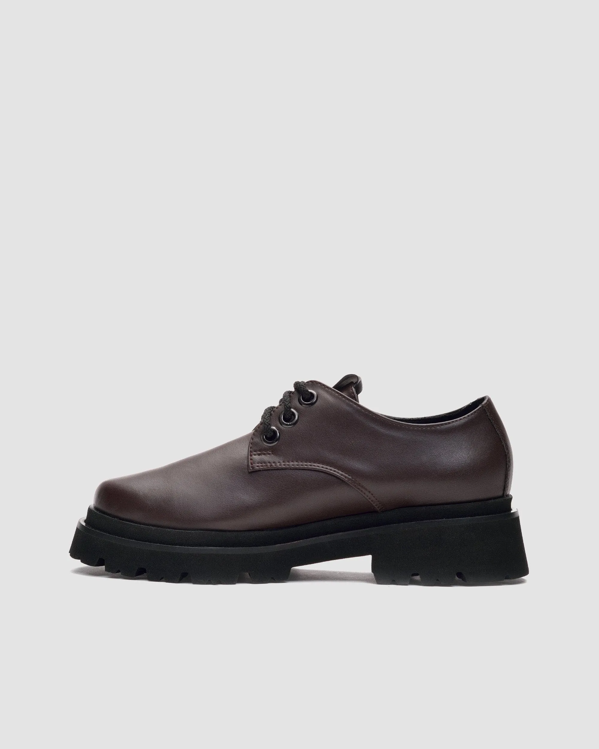 Women's No 2 Vegea? Grape Leather Chunky Derbs | Chocolate