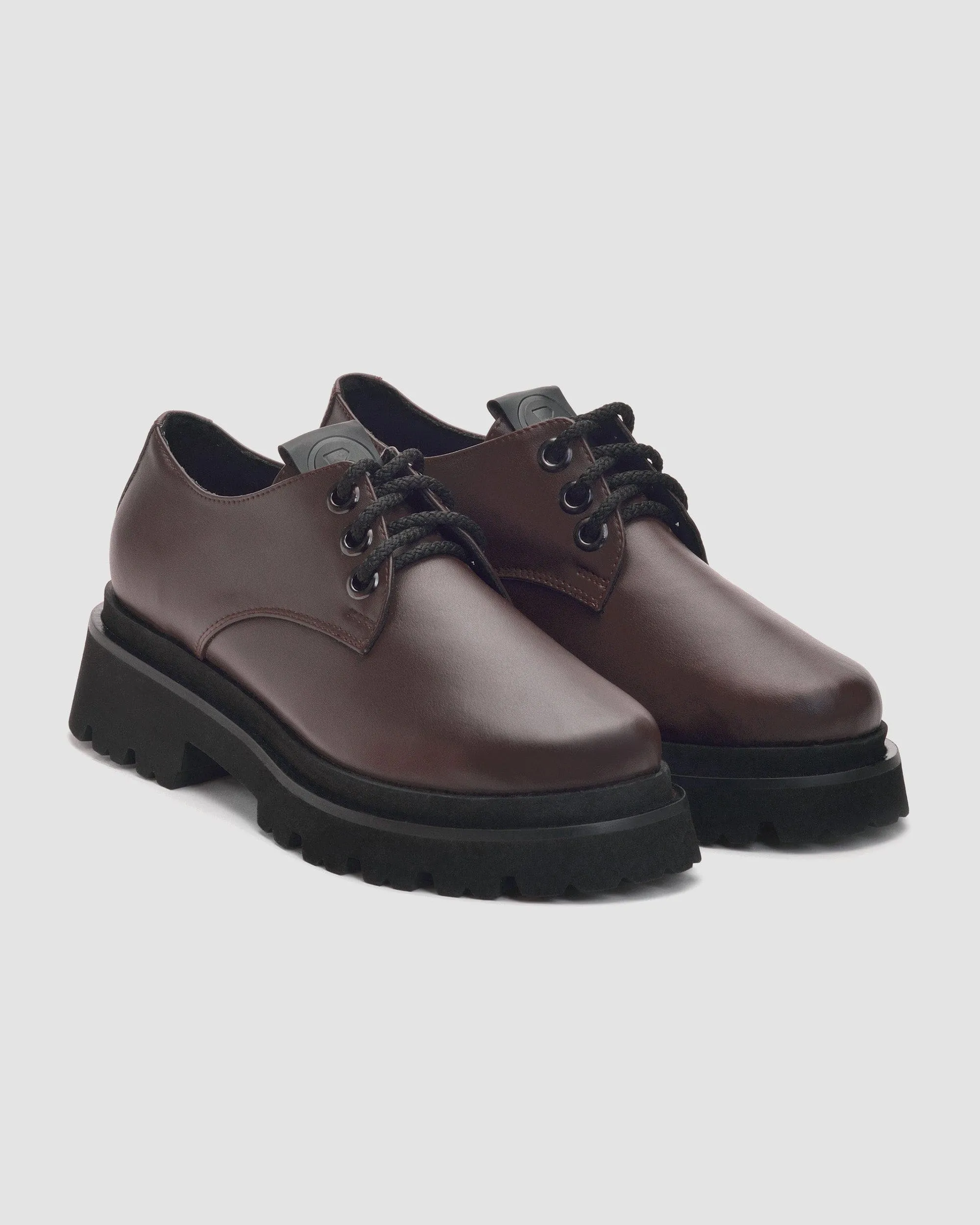 Women's No 2 Vegea? Grape Leather Chunky Derbs | Chocolate